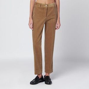 PAROSH Corduroy Straight Leg Pants Women Beige